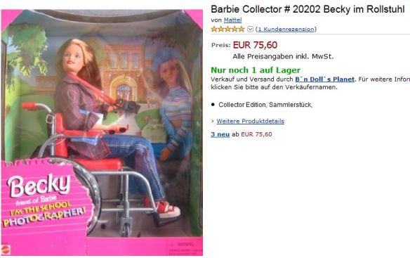 Foto: Screenshot der Rollstuhl-Barbie bei Amazon