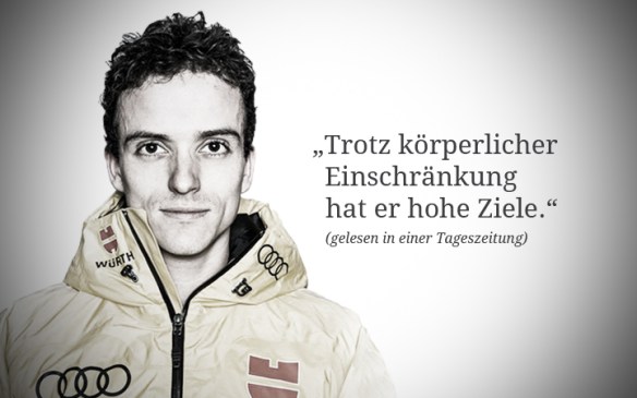 Foto: Martin Fleig: "Trotz körperlicher Einschränkung hat er hohe Ziele." (gelesen in einer Tageszeitung)