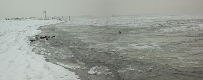 Foto: Vereiste Ostsee und Schnee am Strand