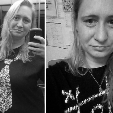 Foto: Zwei Selfies von mir, die mich in Shirts von inkluWAS zeigen