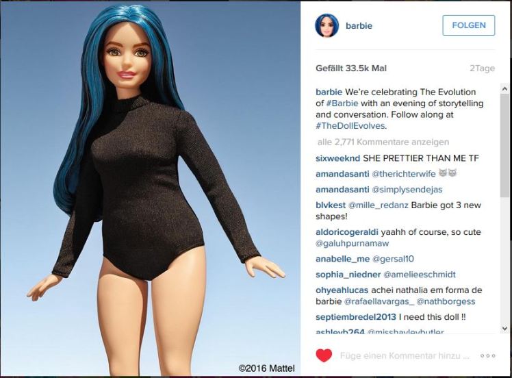 Foto: Screenshot vom Instagram-Foto der kurvigen Barbie